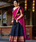 Blue Color Kanchi Cotton South Indian Functional Wear Lehenga Choli