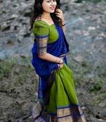 Parrot Green Color Kanchi Cotton South Indian Functional Wear Lehenga Choli