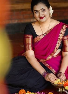 Blue Color Kanchi Cotton South Indian Functional Wear Lehenga Choli 3