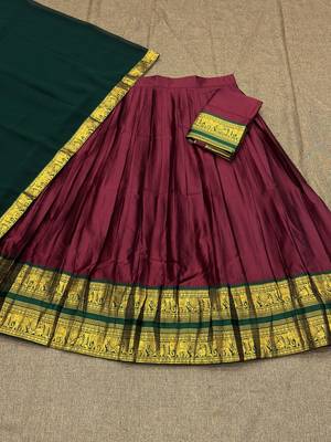 Maroon Color Kanchi Cotton South Indian Functional Wear Lehenga Choli 4