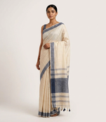 Grey woven cotton silk saree with blouse piece