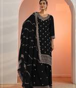 Black color wedding wear faux georgette pakistani salwar suit