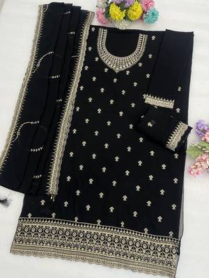 Black color wedding wear faux georgette pakistani salwar suit 2