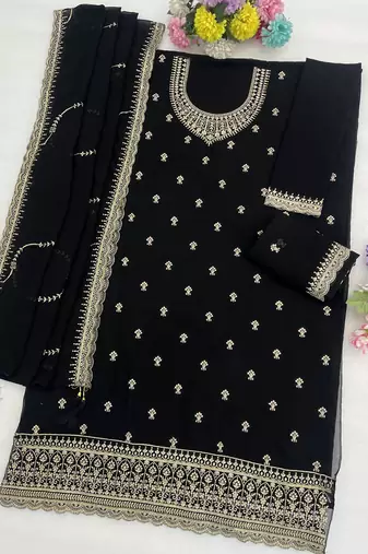 Black color wedding wear faux georgette pakistani salwar suit