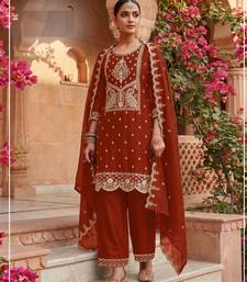 Orange color party wear rangoli silk embroidery work salwar suit