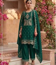 Green color party wear rangoli silk embroidery work salwar suit