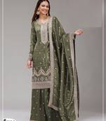 Mehendi color gold crush party wear salwar suit