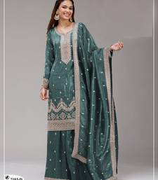 Teal color gold crush party wear salwar suit