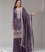 Lavender color gold crush party wear salwar suit