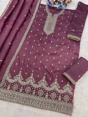 Onion color gold crush party wear salwar suit 2