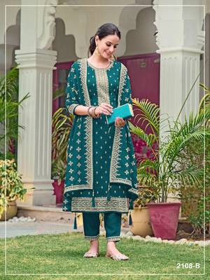 Teal color wedding wear faux georgette pakistani salwar suit 1