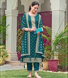 Teal color wedding wear faux georgette pakistani salwar suit