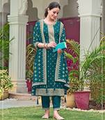 Teal color wedding wear faux georgette pakistani salwar suit
