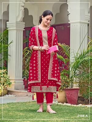 Rani color wedding wear faux georgette pakistani salwar suit 1