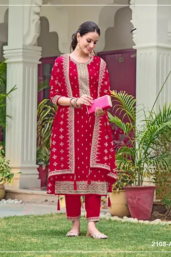 Rani color wedding wear faux georgette pakistani salwar suit