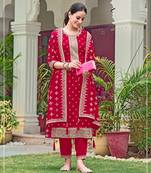 Rani color wedding wear faux georgette pakistani salwar suit