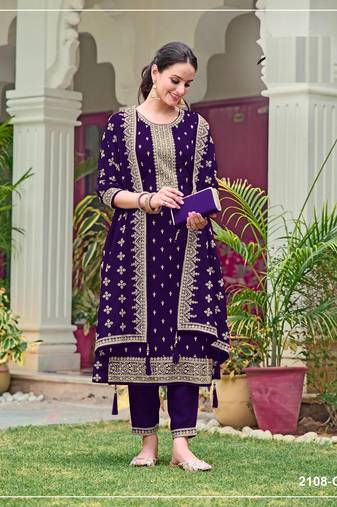 Purple color wedding wear faux georgette pakistani salwar suit