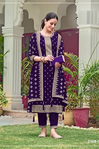 Purple color wedding wear faux georgette pakistani salwar suit