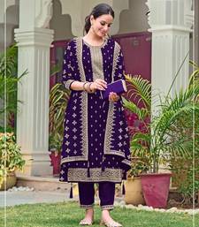 Purple color wedding wear faux georgette pakistani salwar suit