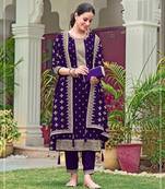 Purple color wedding wear faux georgette pakistani salwar suit