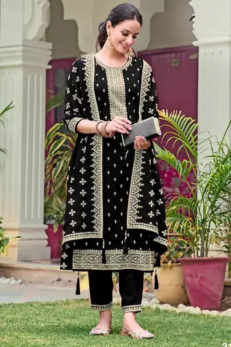 Black color wedding wear faux georgette pakistani salwar suit