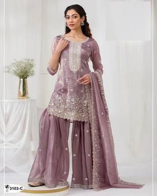 Onion color gold crush party wear salwar suit 1