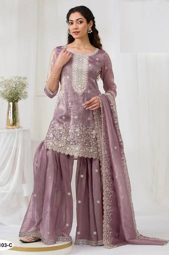 Onion color gold crush party wear salwar suit