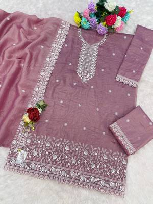 Onion color gold crush party wear salwar suit 2