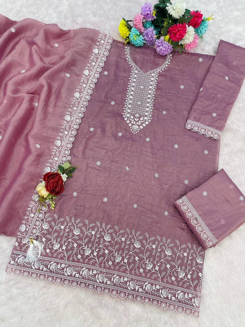 Onion color gold crush party wear salwar suit