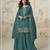 Teal color roman silk heavy embroidery work wedding wear plazo set
