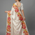 White printed satin saree with blouse piece