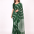 Dark green printed art silk saree with blouse piece
