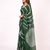 Dark green printed art silk saree with blouse piece