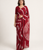 Maroon printed art silk saree with blouse piece
