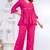 pink rayon v-neck lace flared co-ord set for women