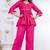 pink rayon v-neck lace flared co-ord set for women
