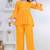 mustard rayon v-neck lace flared co-ord set for women