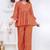 peach rayon v-neck lace flared co-ord set for women