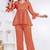peach rayon v-neck lace flared co-ord set for women