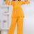 mustard rayon v-neck lace flared co-ord set for women