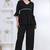 black rayon v-neck lace flared co-ord set for women