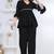 black rayon v-neck lace flared co-ord set for women