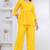 yellow rayon v-neck lace flared co-ord set for women