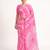 Pink printed art silk saree with blouse piece