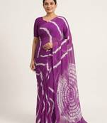 Purple printed art silk saree with blouse piece