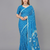 Blue printed art silk saree with blouse piece