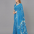 Blue printed art silk saree with blouse piece