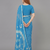 Blue printed art silk saree with blouse piece