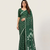 Dark green printed art silk saree with blouse piece