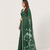 Dark green printed art silk saree with blouse piece